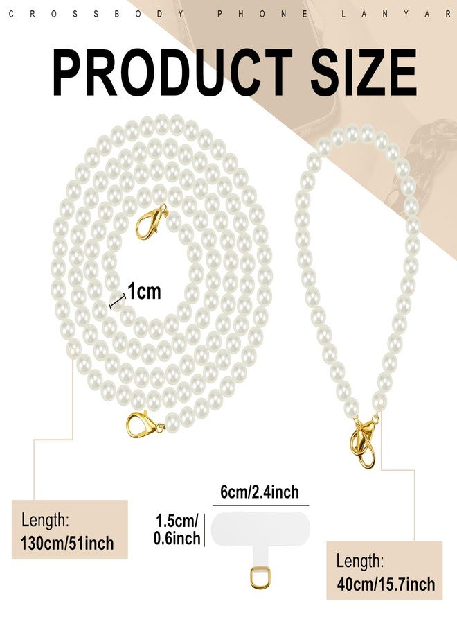 Ecation 2 Pcs Pearl Beaded Cell Phone Lanyard, Crossbody and Wrist Strap with Tether Tabs for Most Phones Case Bag Purse - Image 3