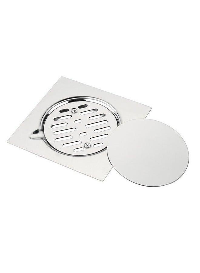 HOMESTAR مصرف أرضي من الفولاذ المقاوم للصدأ - 15x15 سم إدخال بلاط مسطح مع مصفاة مضادة للانسداد، غطاء آمن، وسطح صحي مثالي للحمامات، المطابخ، الدش، الفناء الخلفي، المساحات الخارجية - Image 1