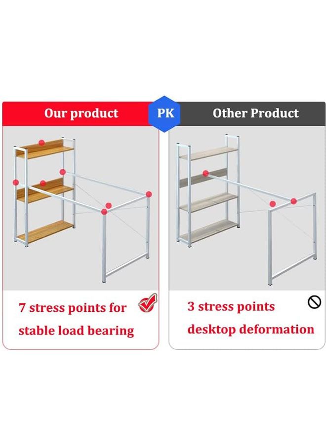 مكتب كمبيوتر مع أرفف تخزين، مكتب مكتب منزلي مع رف للكتب، مكتب زاوية لطاولة الكتابة للدراسة مقاس 120 سم، مكتب كمبيوتر محمول مع أرجل قوية للغاية - Image 5