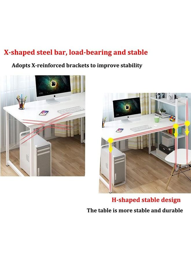 مكتب كمبيوتر مع أرفف تخزين، مكتب مكتب منزلي مع رف للكتب، مكتب زاوية لطاولة الكتابة للدراسة مقاس 120 سم، مكتب كمبيوتر محمول مع أرجل قوية للغاية - Image 3