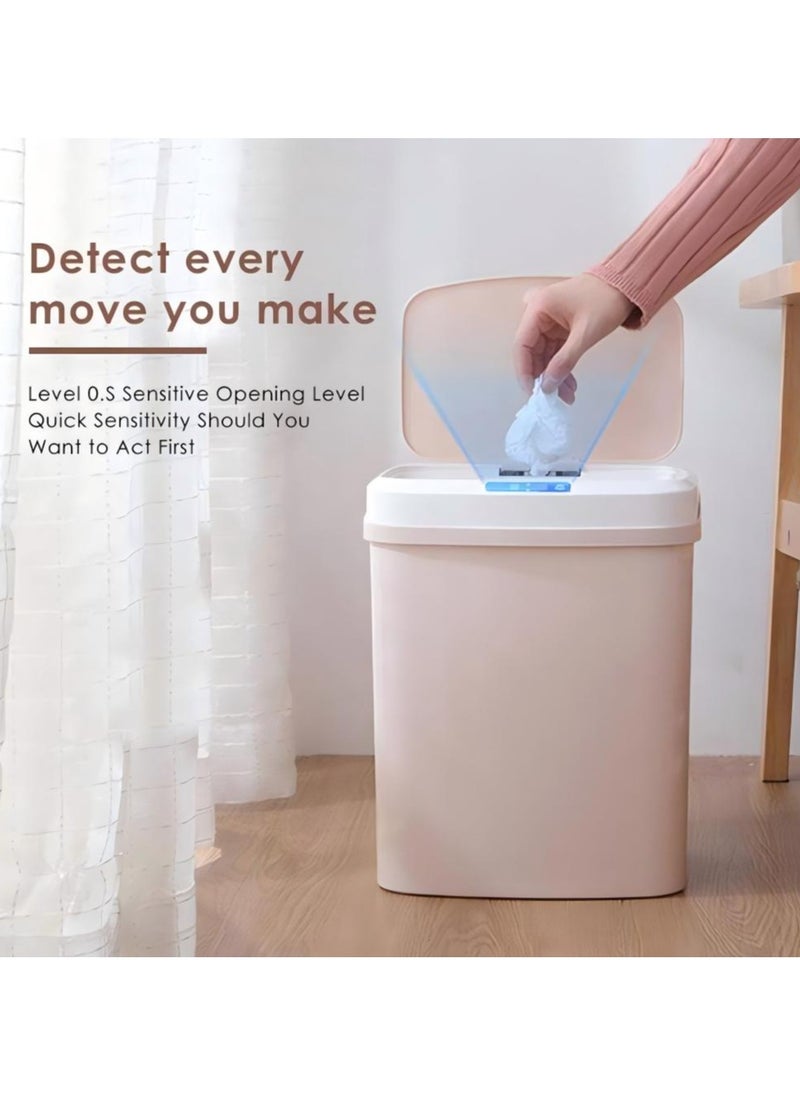 Rechargeable Induction Trash Can, Home Kitchen Electric Smart USB Rechargeable 3D Stereo Induction Full-Scale Open Lid Trash Can 16L