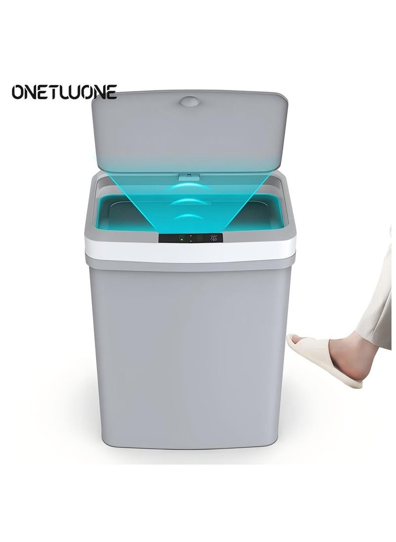 Rechargeable Induction Trash Can, Home Kitchen Electric Smart USB Rechargeable 3D Stereo Induction Full-Scale Open Lid Trash Can 16L