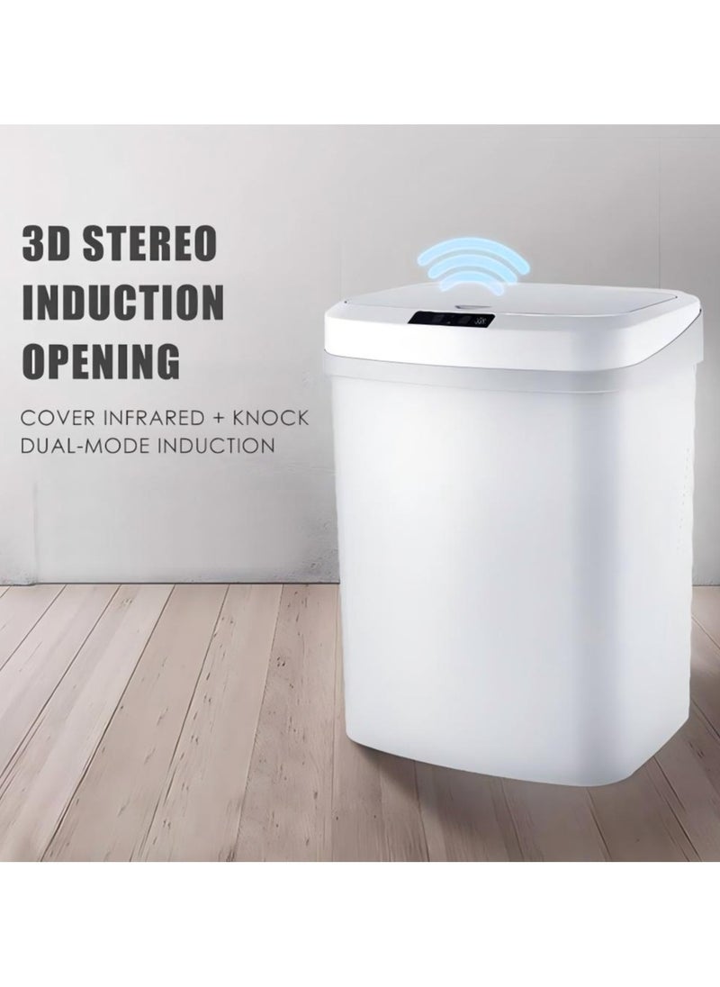 Rechargeable Induction Trash Can, Home Kitchen Electric Smart USB Rechargeable 3D Stereo Induction Full-Scale Open Lid Trash Can 16L