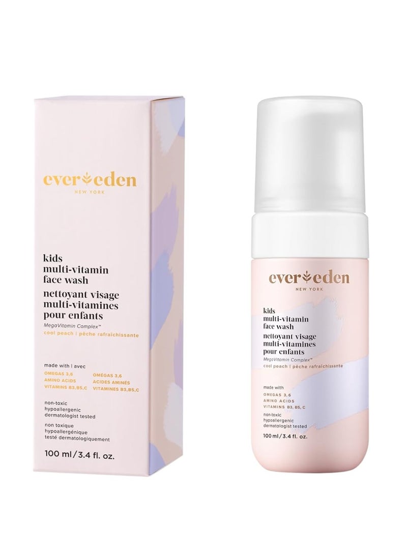 Evereden Evereden Kids Face Wash: Cool Peach, 3.4 fl oz. | Gentle Kids Skin Care | Non-toxic and Clean Ingredients | Multi-Vitamin Skin Care for Kids  - Image 1