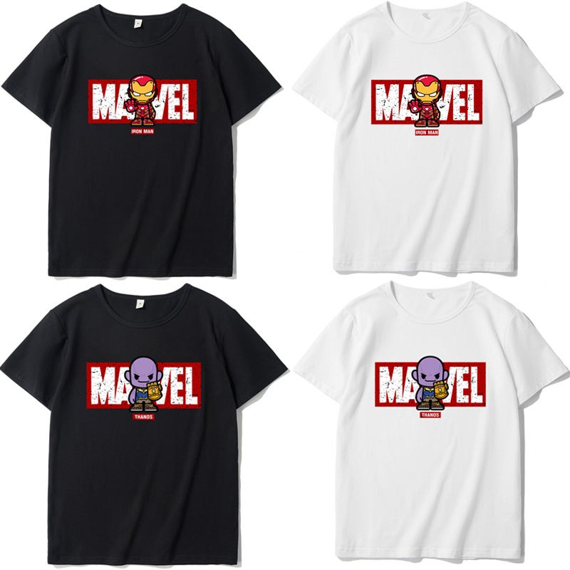 2020 Trendy Parent-Child Wear Marvel Children'S Clothing Iron Man Captain America Short Sleeve Western Style Baby Half Sleeve Bottoming Shirt - Image 2