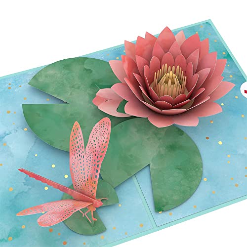 Lovepop Water Lily Dragonfly Pop-Up Card – Any Occasion Card – Handcrafted 3D Pop-Up Greeting Card for Her – Everyday Love Card, 5 x 7” - Image 1