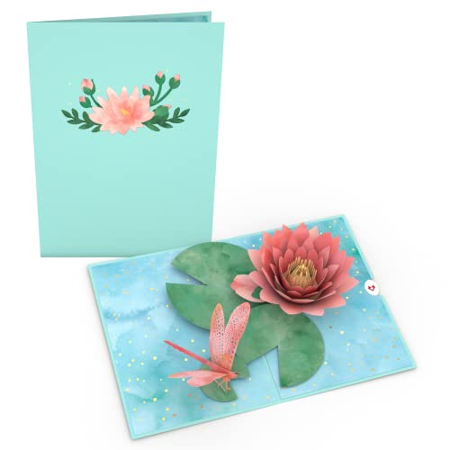 Lovepop Water Lily Dragonfly Pop-Up Card – Any Occasion Card – Handcrafted 3D Pop-Up Greeting Card for Her – Everyday Love Card, 5 x 7” - Image 2