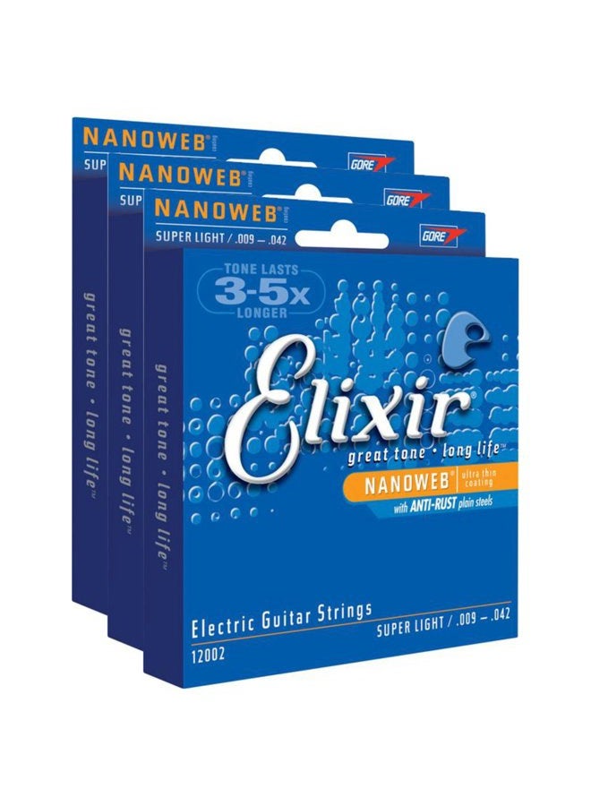 ELIXIR 3 Sets of 12002 Super Light Electric Strings (9-42) (Nanoweb) - Image 1