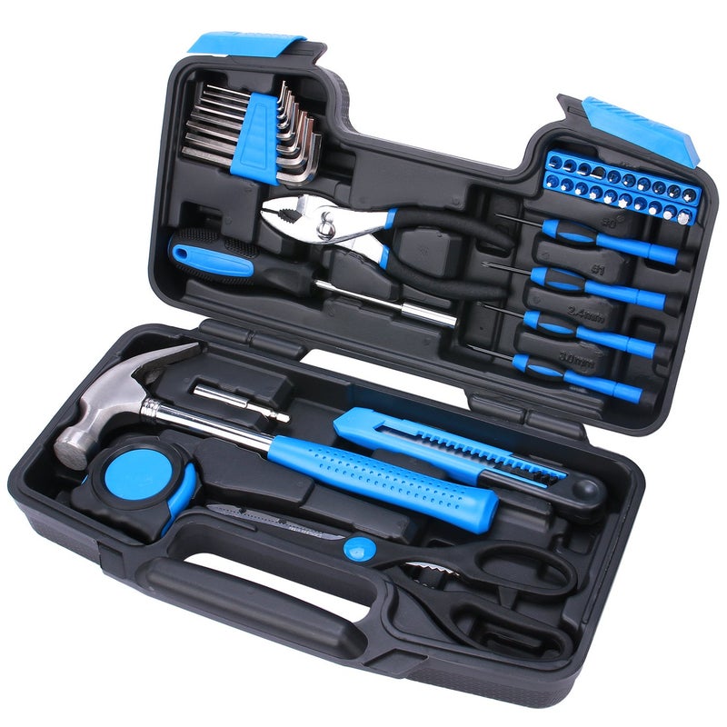 EFFICERE 40-Piece All Purpose Household Tool Kit â€“ Includes All Essential Tools for Home, Garage, Office and College Dormitory Use - Image 1