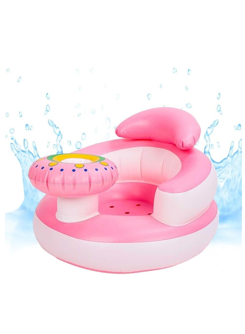 يو كيه آر كرسي السباحة العائم للأطفال القابل للنفخ من UKR مع حامل زجاجة ومسند للرأس - تصميم بدون لمس مائي لمتعة حمام السباحة والشاطئ | إكسسوارات سباحة مريحة وآمنة للأطفال الصغار - Image 1