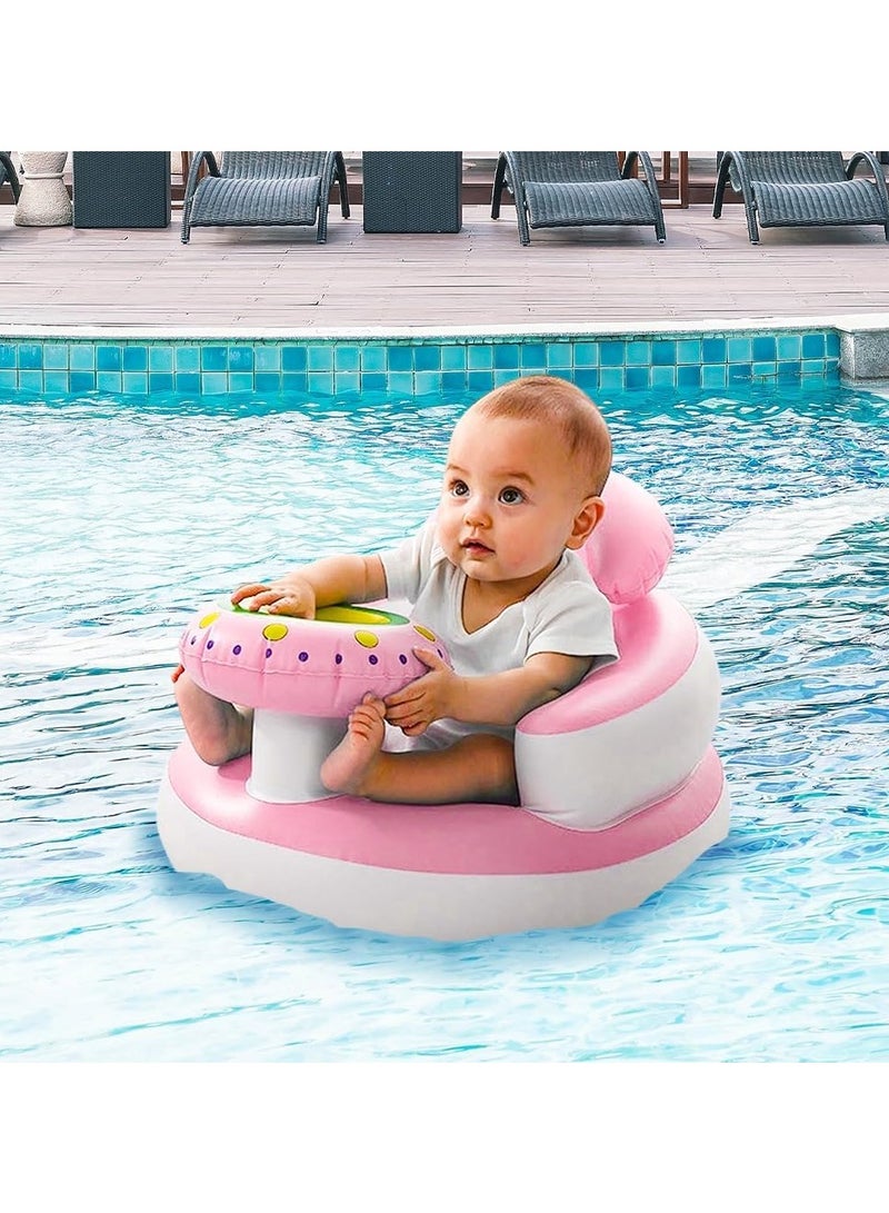 يو كيه آر كرسي السباحة العائم للأطفال القابل للنفخ من UKR مع حامل زجاجة ومسند للرأس - تصميم بدون لمس مائي لمتعة حمام السباحة والشاطئ | إكسسوارات سباحة مريحة وآمنة للأطفال الصغار - Image 3