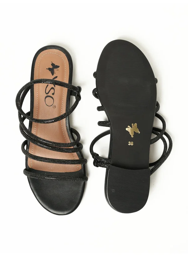 Y.so Y.SO Ladies Flat Sandals Black | Made In India
