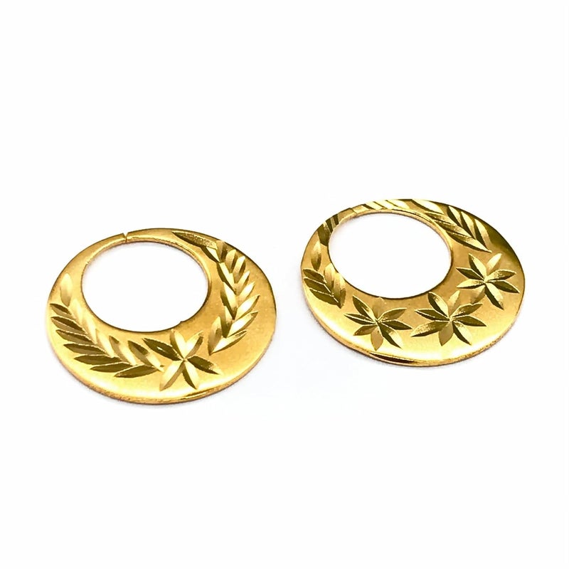 RidVik 1 Micron 22K Gold Plated Nattiyan Earrings For Men's Panjabi Boy | Gold Plated Brass Material Golden Hoop Studs Earrings Bali For Mens Fashion's Birthday Gifting All Festive Events & Occasions (1 Piece) - Image 1