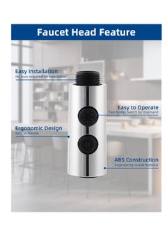 Excefore Kitchen Faucet Head Replacement, Pull Down Spray Head Replacement, 2 Function for Kitchen Sink Faucet ,G1/2 or 13/16 Inch Male Connector (Chrome)  - Image 4