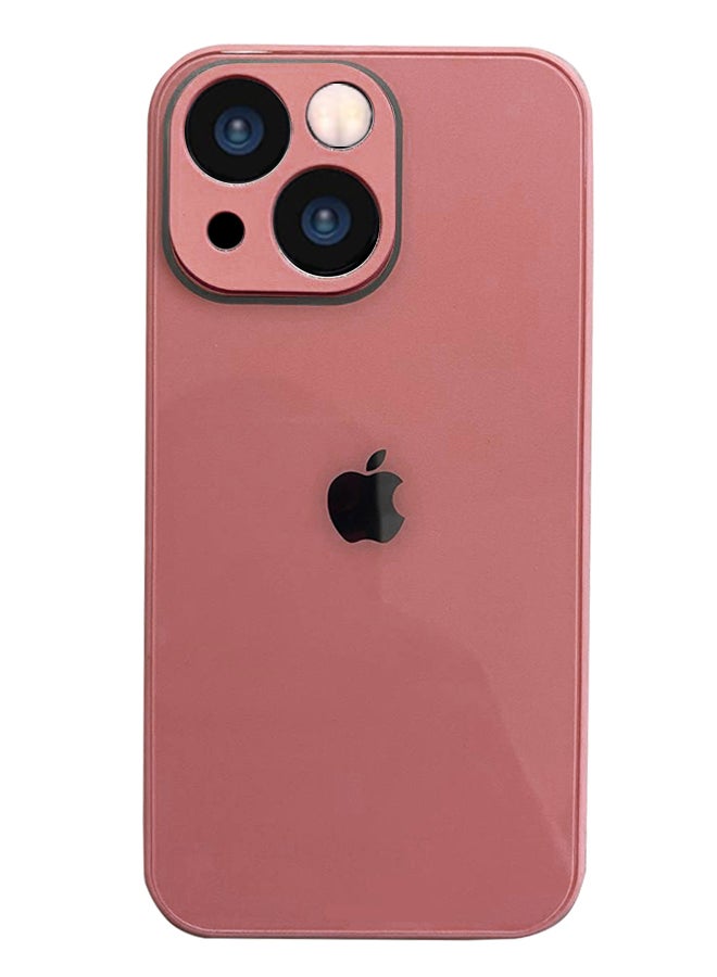 iPhone 14 Plus Back Cover Tempered Glass With Silicone Rubber Frame For IPhone 14 Plus Case - Pink - Image 2