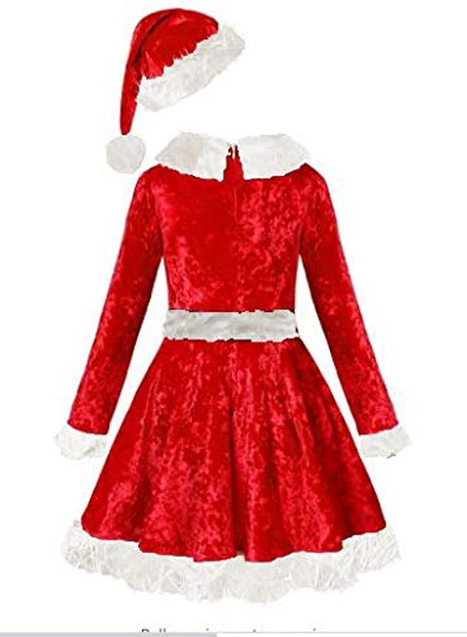 HIBA Velvet Santa Dress with White Velvet furr for Baby Girl 2-3 Years - Image 2