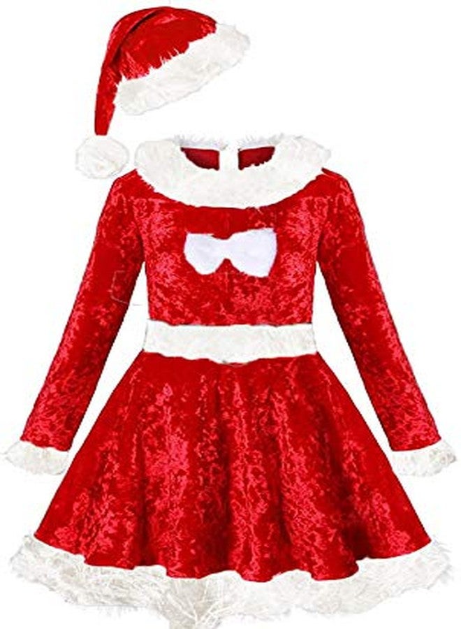 HIBA Velvet Santa Dress with White Velvet furr for Baby Girl 2-3 Years - Image 1