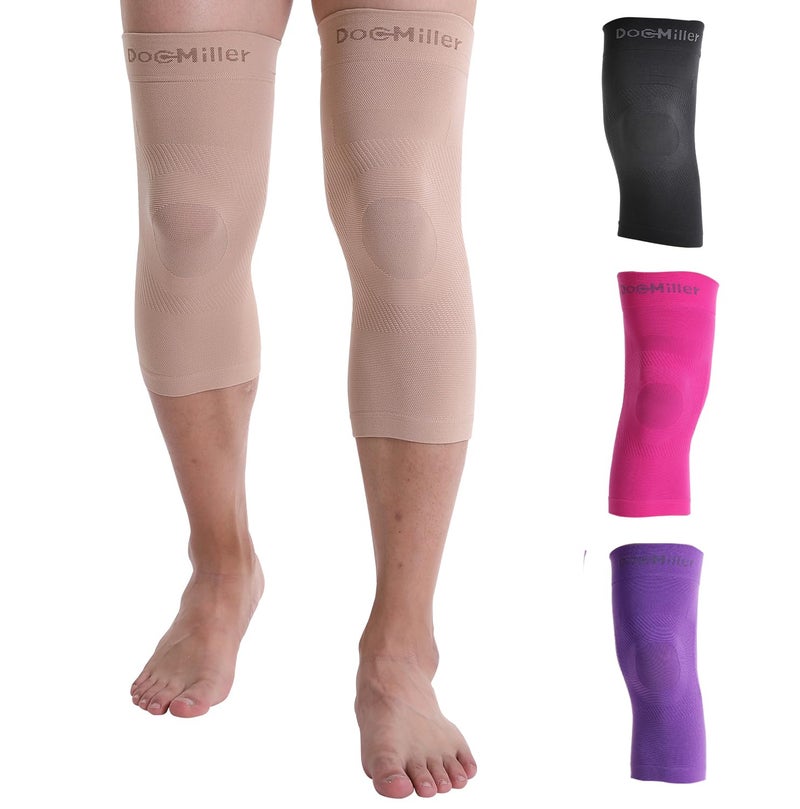 Doc Miller 2 Pack Knee Compression Sleeve Brace For Men & Women - Best Support For Gym Workout  Running  Sports  Acl  Meniscus Tear  Arthritis  Joint Pain Relief & Injury Recovery - Image 1