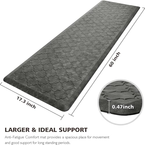 WISELIFE Kitchen Mat Cushioned Anti Fatigue Floor Mat,17.3"x60", Thick Non Slip Waterproof Kitchen Rugs and Mats, Standing Mat for Floor,Home,Office,Desk,Sink, Grey - Image 2