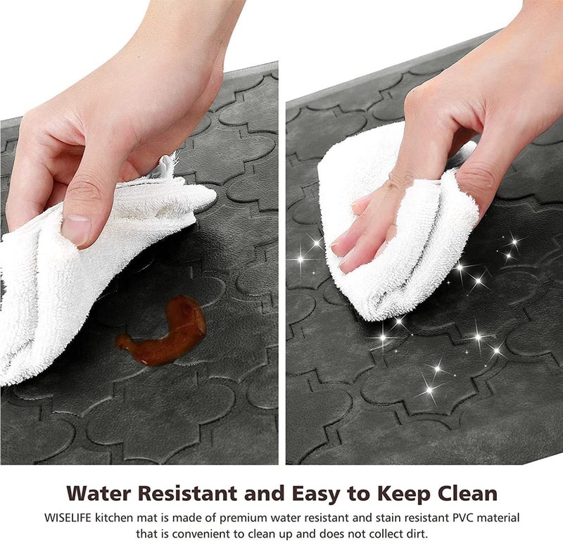 WISELIFE Kitchen Mat Cushioned Anti Fatigue Floor Mat,17.3"x60", Thick Non Slip Waterproof Kitchen Rugs and Mats, Standing Mat for Floor,Home,Office,Desk,Sink, Grey - Image 4