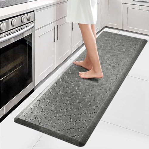 WISELIFE Kitchen Mat Cushioned Anti Fatigue Floor Mat,17.3"x60", Thick Non Slip Waterproof Kitchen Rugs and Mats, Standing Mat for Floor,Home,Office,Desk,Sink, Grey - Image 1