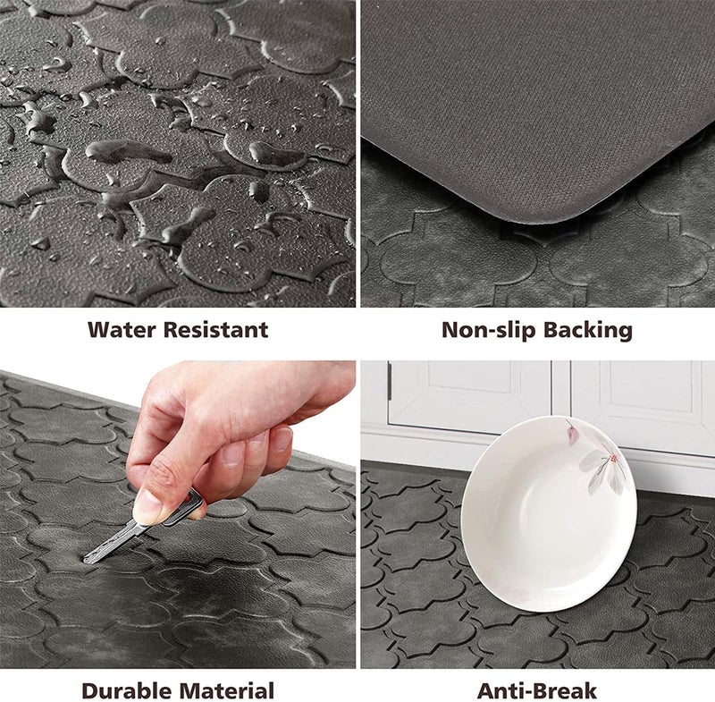 WISELIFE Kitchen Mat Cushioned Anti Fatigue Floor Mat,17.3"x60", Thick Non Slip Waterproof Kitchen Rugs and Mats, Standing Mat for Floor,Home,Office,Desk,Sink, Grey - Image 3