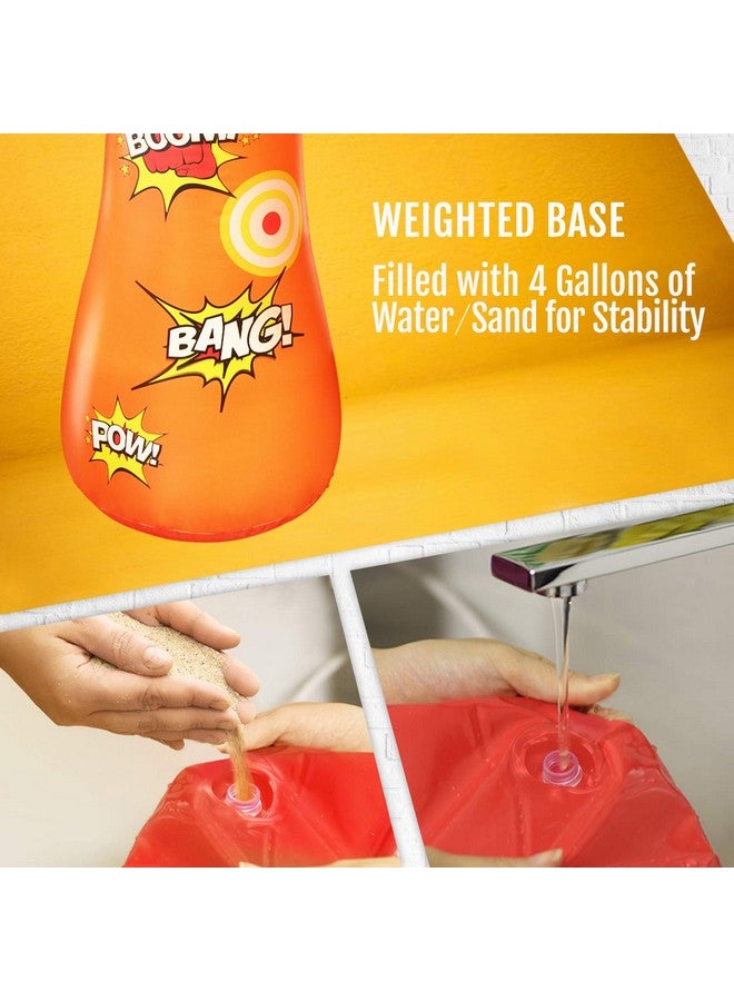Novelty Place Novelty Place Kid's Inflatable Punching Bag - 4 Feet Tall Free Standing Buddy - Hit & Bounce Back Air Bop Toy Fun for All Ages Boys Girls Fitness & Stress Relief  - Image 4