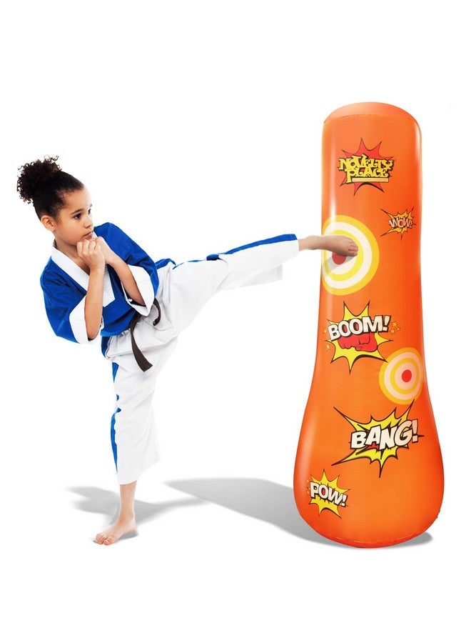 Novelty Place Novelty Place Kid's Inflatable Punching Bag - 4 Feet Tall Free Standing Buddy - Hit & Bounce Back Air Bop Toy Fun for All Ages Boys Girls Fitness & Stress Relief  - Image 1
