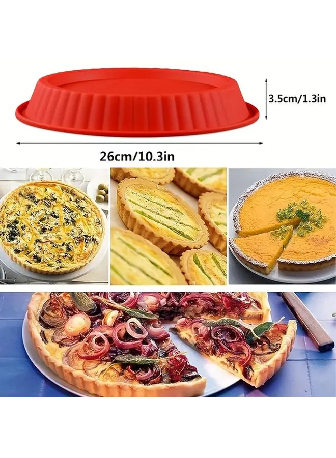1pc Red Round Silicone Pizza Baking Tray High Temp Non Deformable Easy Release For Cakes Pastries Holiday Kitchen Baking Essentials - Image 4