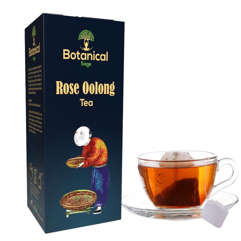 Botanical Sage- Rose Oolong Tea 40 Pyramid Tea Bags | Himalayan Oolong tea Blended With Rose Petals & Rose Hips - Image 1