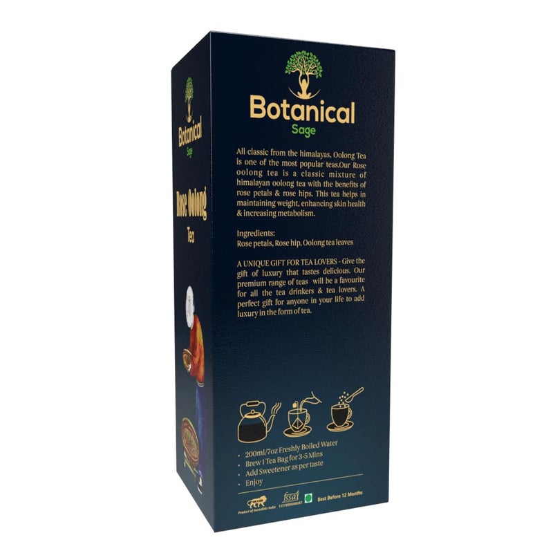 Botanical Sage- Rose Oolong Tea 40 Pyramid Tea Bags | Himalayan Oolong tea Blended With Rose Petals & Rose Hips - Image 5