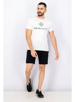 GANT Men Crew Neck Short Sleeves Brand Logo Print T-shirt, White  - Image 3