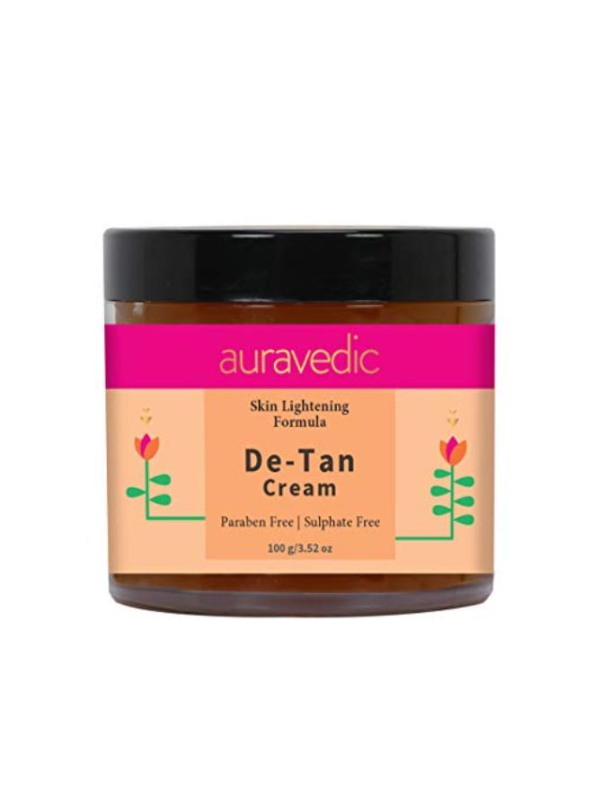 Auravedic Detan Cream Skin Lightening Formula. Tan Removal Cream With Turmeric Licorice Papaya For Sun Tan Removal, Dark Spots For Men/Women, 100 Gm - Image 2