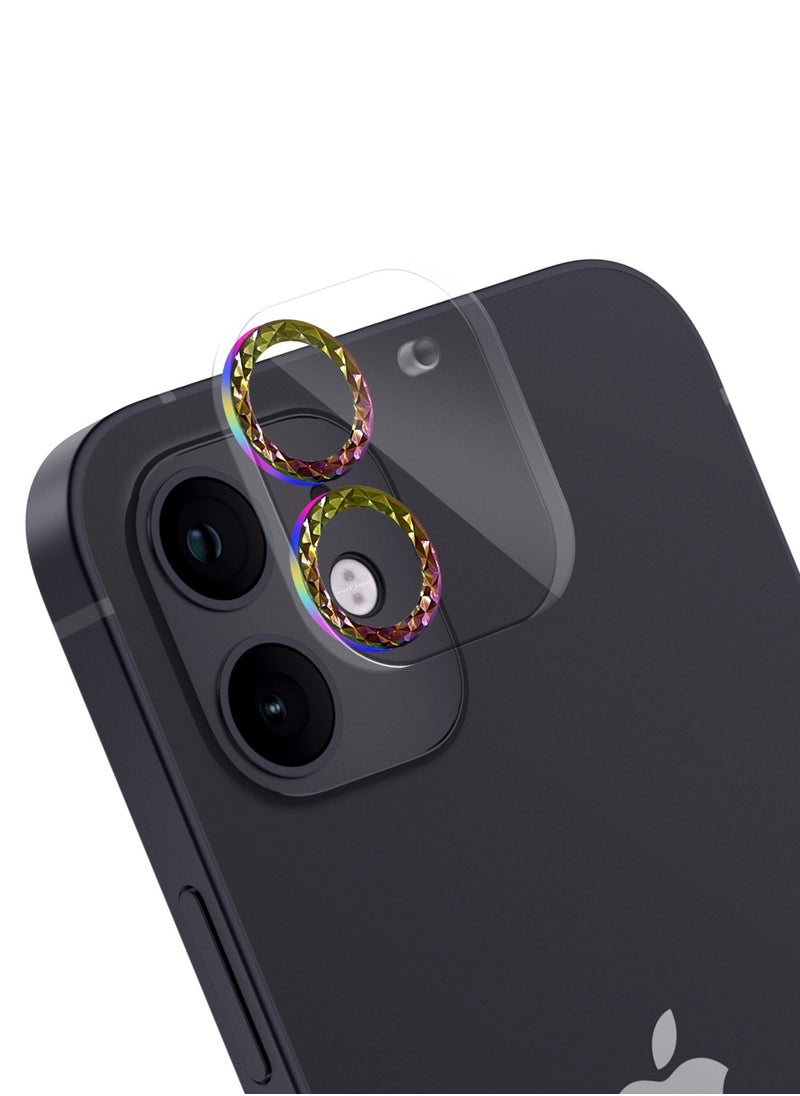 Moxedo Moxedo Camera Lens Protector, 9H Tempered Glass, Scratch Resistant Aluminum Alloy Frame Camera Cover Screen Protector Compatible for iPhone 12/6.1 inch - MODERN COLORFUL  - Image 1