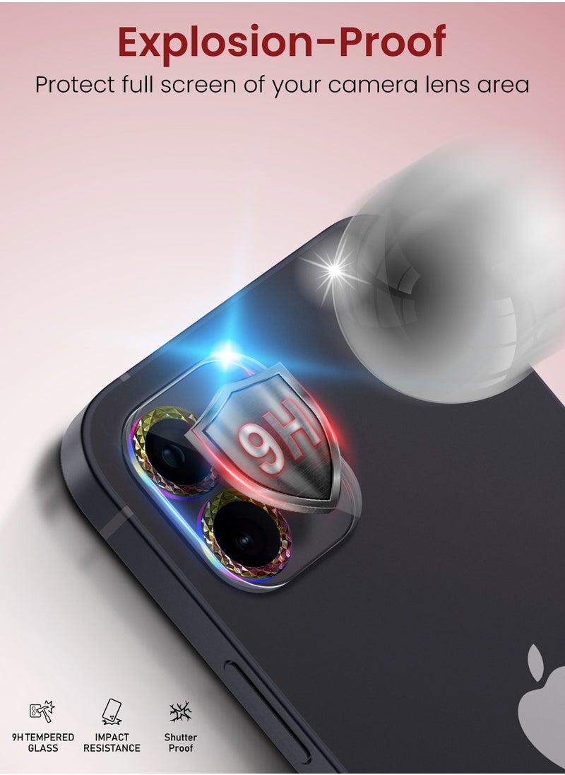 Moxedo Moxedo Camera Lens Protector, 9H Tempered Glass, Scratch Resistant Aluminum Alloy Frame Camera Cover Screen Protector Compatible for iPhone 12/6.1 inch - MODERN COLORFUL  - Image 5