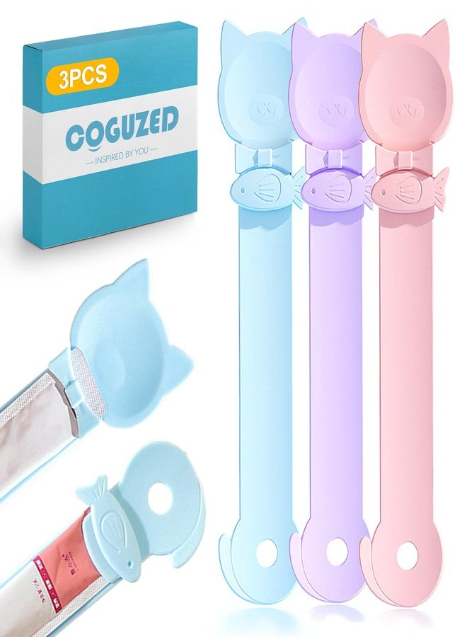 CoguZed 3 Pack Cat Treat Strip Feeder – Squeeze-Activated Multi-Function Tool for Churu, Wet Food & Lickable Treats Durable Plastic for Cats with Dental Issues - Image 1