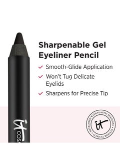 IT COSMETICS Superhero NoTug Gel Eyeliner Super Black Intense UltraBlack Waterproof Blendable Formula Sharpenable Pencil 0042 oz  - Image 5