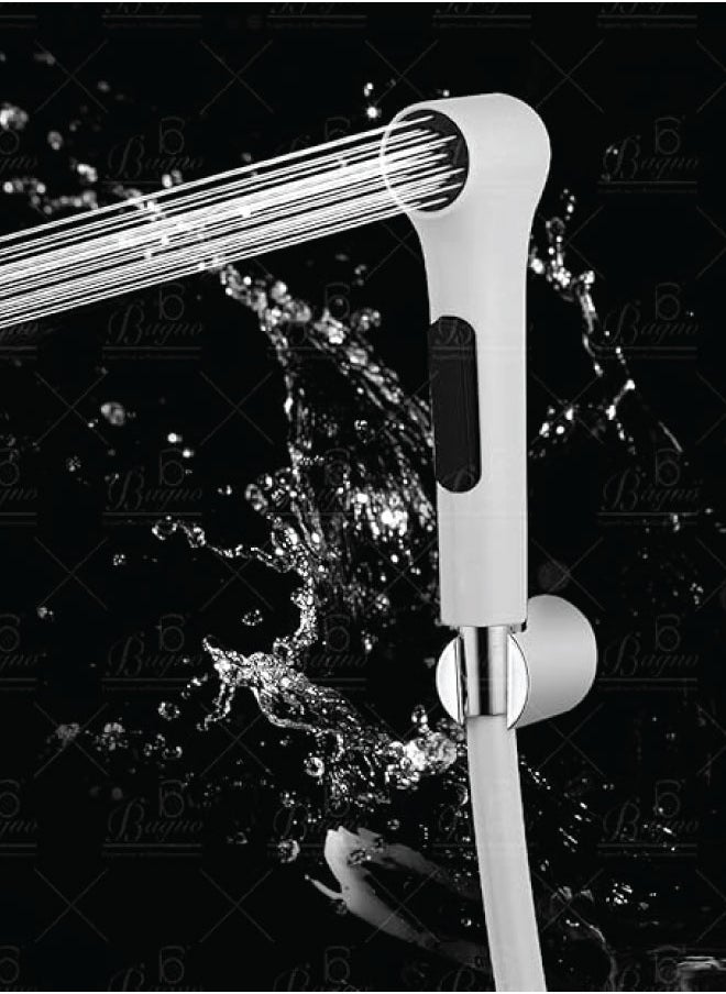 B BAGNO SF02 – Stylish PVC hand shower, anti-twist, 22 Bar pressure, multi-color, sleek white finish.