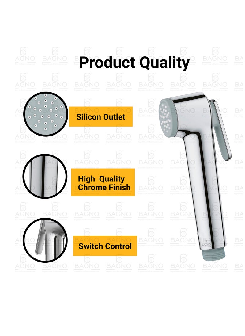 B Bagno - B BAGNO Shattaf Set SF01C Bidet Sprayer For Toilet With 120 Cm Stainless Steel Bidet Hose - Image 1