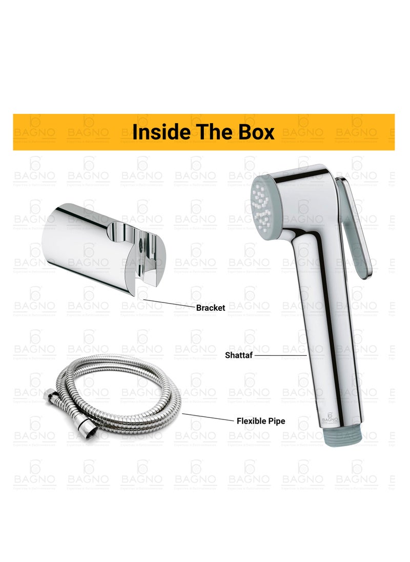 B Bagno - B BAGNO Shattaf Set SF01C Bidet Sprayer For Toilet With 120 Cm Stainless Steel Bidet Hose - Image 1
