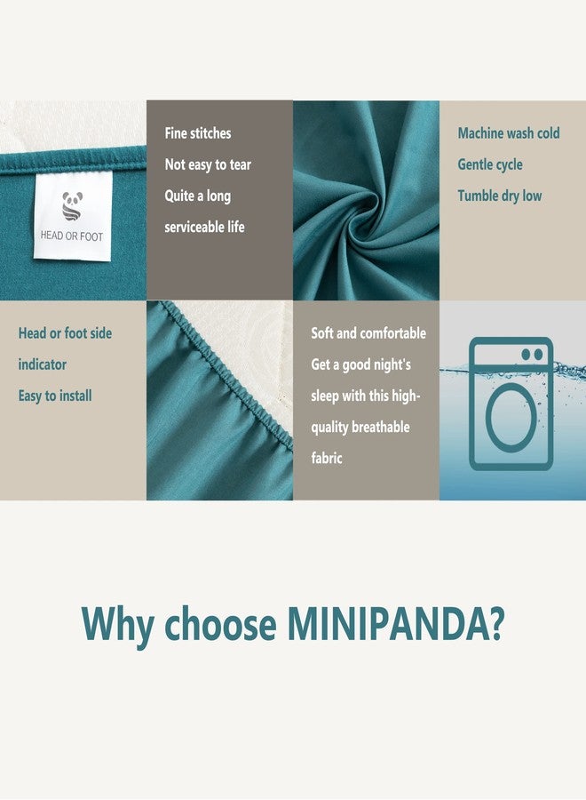 mini panda MINIPANDA Twin Fitted Sheets 2 Pack, Ultra Soft with Bed Sheets Holder Straps for Corners, Keep Sheets from Coming Off - Microfiber Sheets (Blue-Green, Twin,2) - Image 4