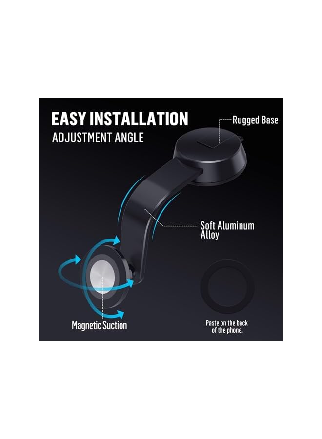 S-TOP Car Mount, Detachable Aluminum Arm with Super Strong Suction, Professional Installation for Secure Hands Free Driving, All Phones Compatible - Image 4