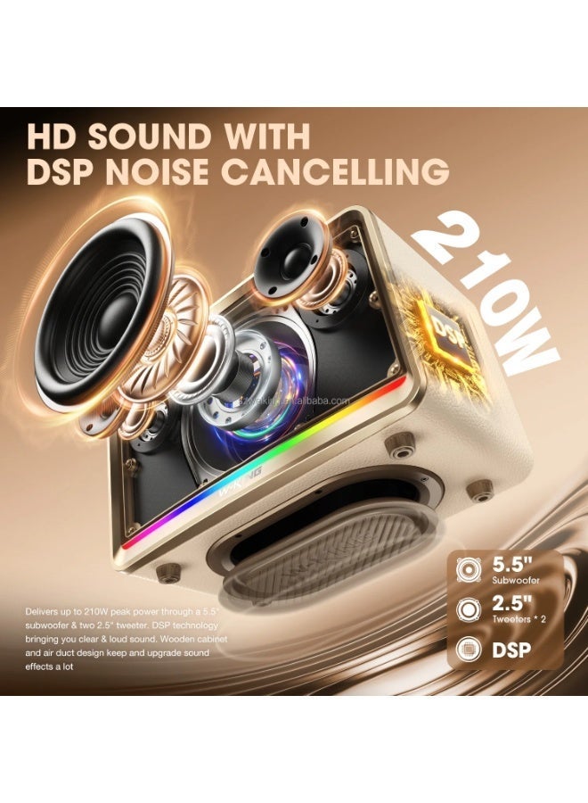 دبليو-كينغ مكبر صوت W-KING H330 بقوة 120 واط، عالي الصوت، بتصميم كلاسيكي محمول، مزود بإضاءة RGB وبطارية كبيرة، متوافق مع أجهزة الكمبيوتر بنظام التشغيل V5.4 - Image 5