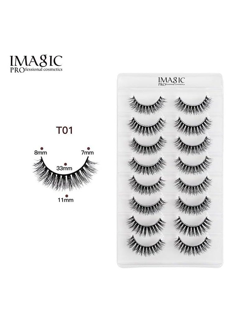 IMAGIC 8-Pair 3D False Eyelashes – Natural & Dramatic Volume, Lightweight Reusable Lashes, Soft Wispy Handmade Lashes for Daily Wear & Party Makeup (T01) - Image 5