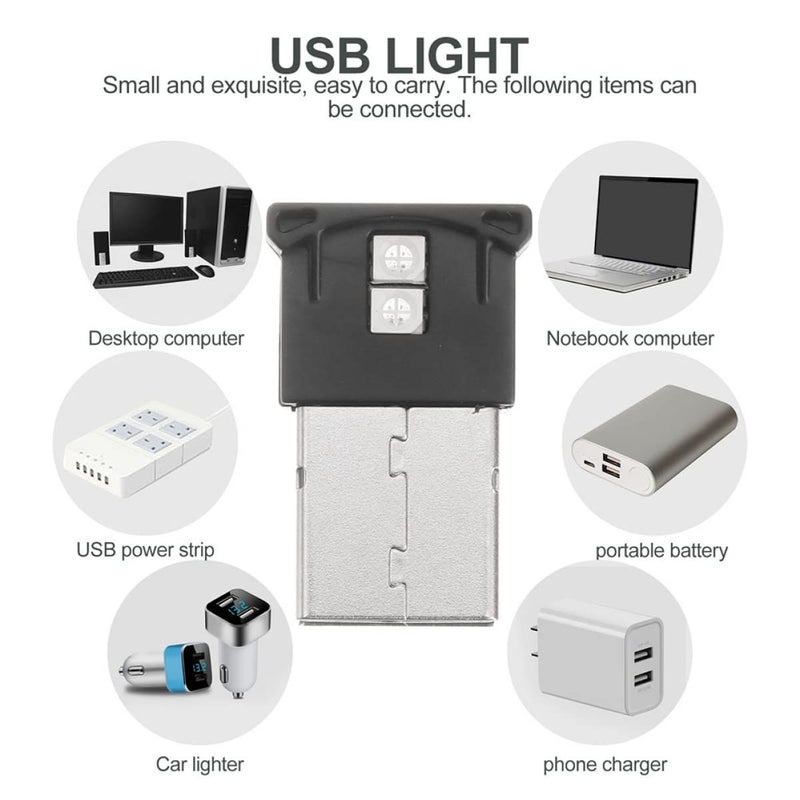 2 قطعة ضوء ليلي USB مع إضاءة قابلة للتعديل تتغير ألوان RGB لمبة محمولة للاستخدام داخل السيارة والمنزل مصباح جو مع جهاز تحكم عن بعد للكمبيوتر والهاتف المحمول - Image 4
