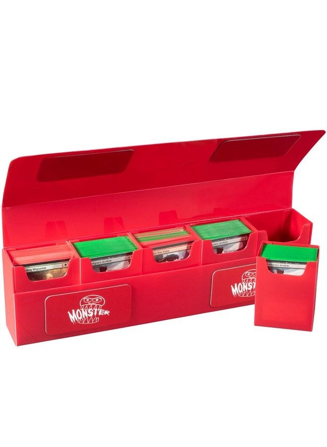 Monster Protectors Monster Magnetic Hydra Five Deck Mega Storage Box(Red) With 5 Removable Deck Sleeves Compatible With Yugioh Mtg Magic The Gathering Pokémon & More Long Lasting Durable Rivet Construction  - Image 2