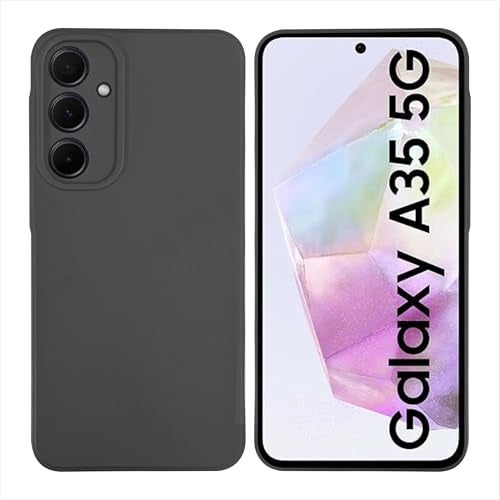 SBMS Genuine Liquid Silicone Back Cover Case for Samsung Galaxy A35 5G | Soft Micro-Fibre Lining Inside | Camera Protection Bump | Shockproof Back Cover Case for Samsung A35 (Black) - Image 1