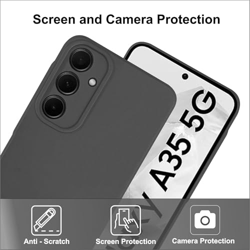 SBMS Genuine Liquid Silicone Back Cover Case for Samsung Galaxy A35 5G | Soft Micro-Fibre Lining Inside | Camera Protection Bump | Shockproof Back Cover Case for Samsung A35 (Black) - Image 2
