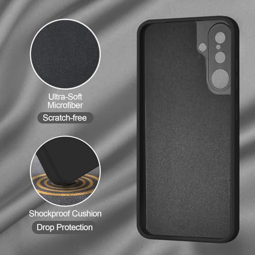 SBMS Genuine Liquid Silicone Back Cover Case for Samsung Galaxy A35 5G | Soft Micro-Fibre Lining Inside | Camera Protection Bump | Shockproof Back Cover Case for Samsung A35 (Black) - Image 3