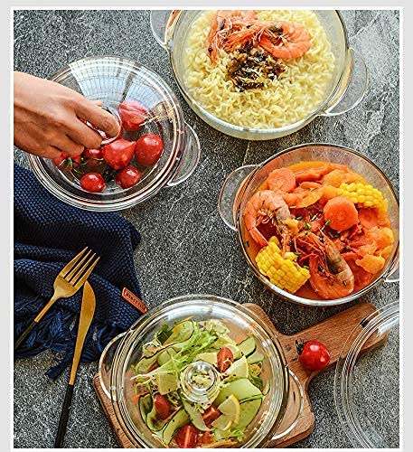 BINZO Glass Casserole with Glass Lids and Handle, Set of 3, 2.5 LTR, 1.5 LTR, 1 LTR, Big Large Size Casserole Dish, Microwave Oven Safe, Serving Containers for Dinner, Sabzi, Dal, Roti, Curry - Image 2